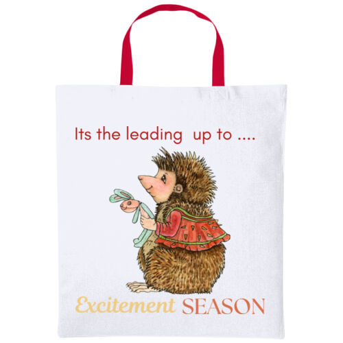 Hedgehog excitement season - Varsity cotton shopper short handle Thumbnail